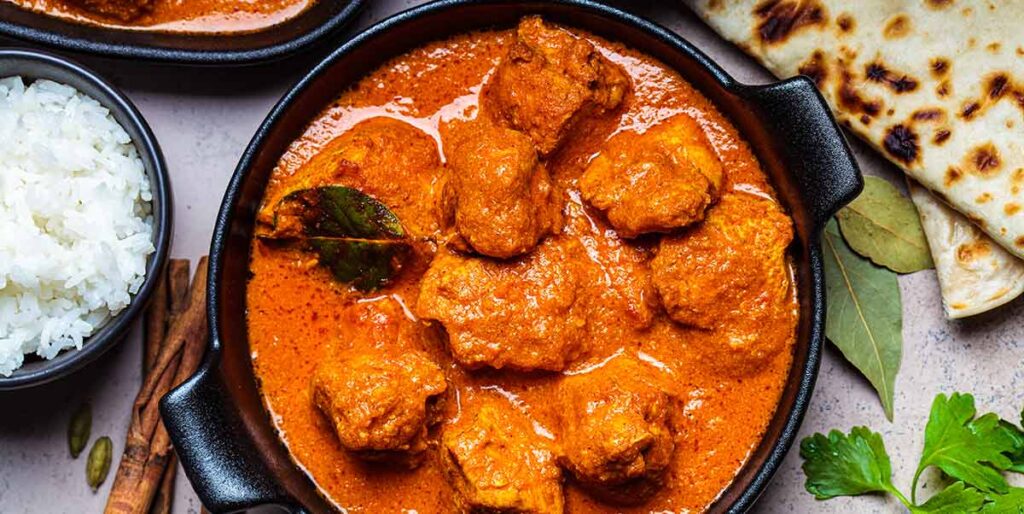 Kylling tikka masala, typisk ret for indisk gastronomi